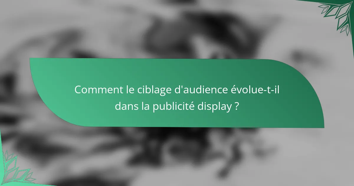 Comment le ciblage d'audience évolue-t-il dans la publicité display ?
