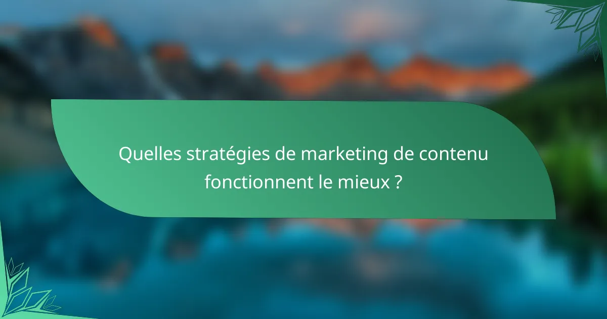 Quelles stratégies de marketing de contenu fonctionnent le mieux ?