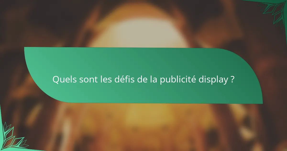 Quels sont les défis de la publicité display ?
